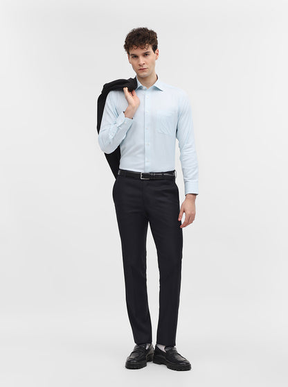 Mint Blue Solid Slim Fit Formal Shirt | Metal
