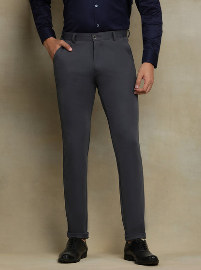 Dark Grey Solid Slim fit Club Wear Trouser | JB Studio