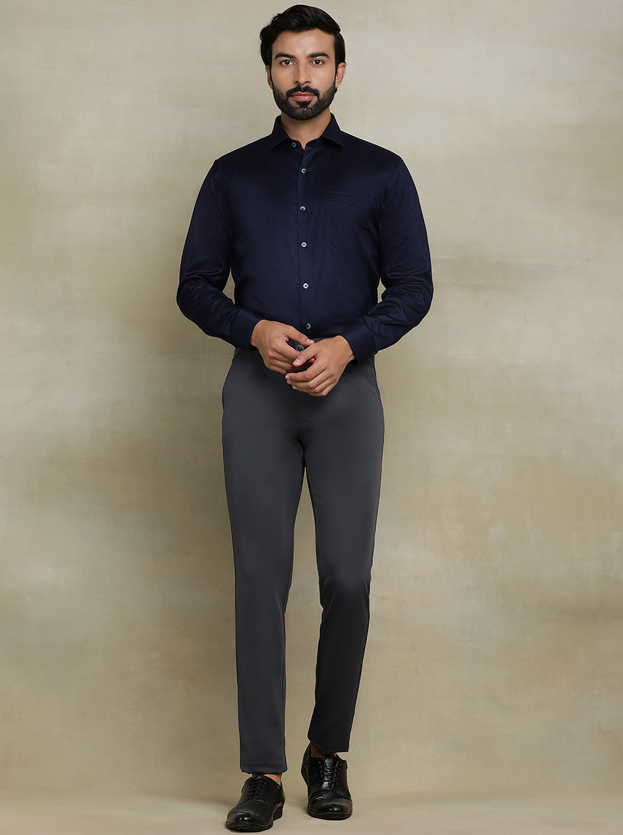 Dark Grey Solid Slim fit Club Wear Trouser | JB Studio