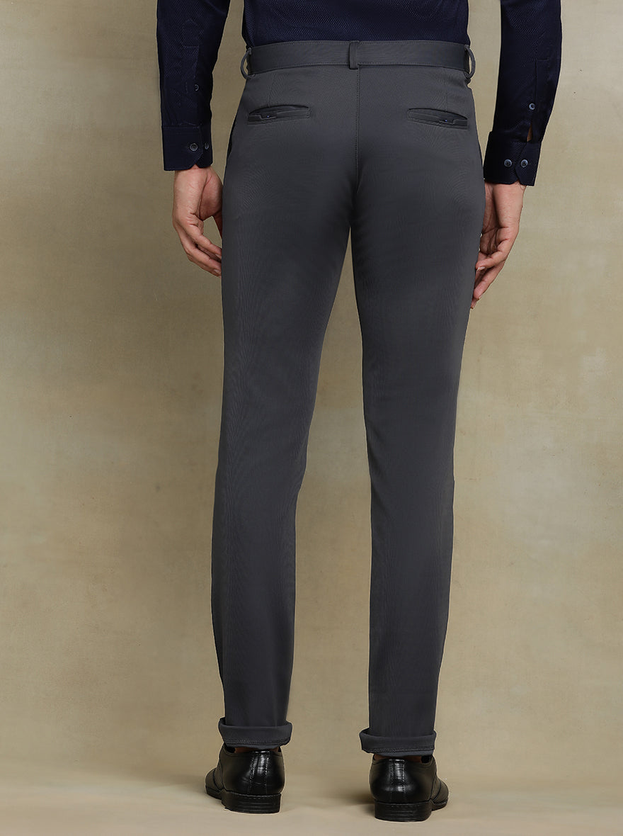 Dark Grey Solid Slim fit Club Wear Trouser | JB Studio