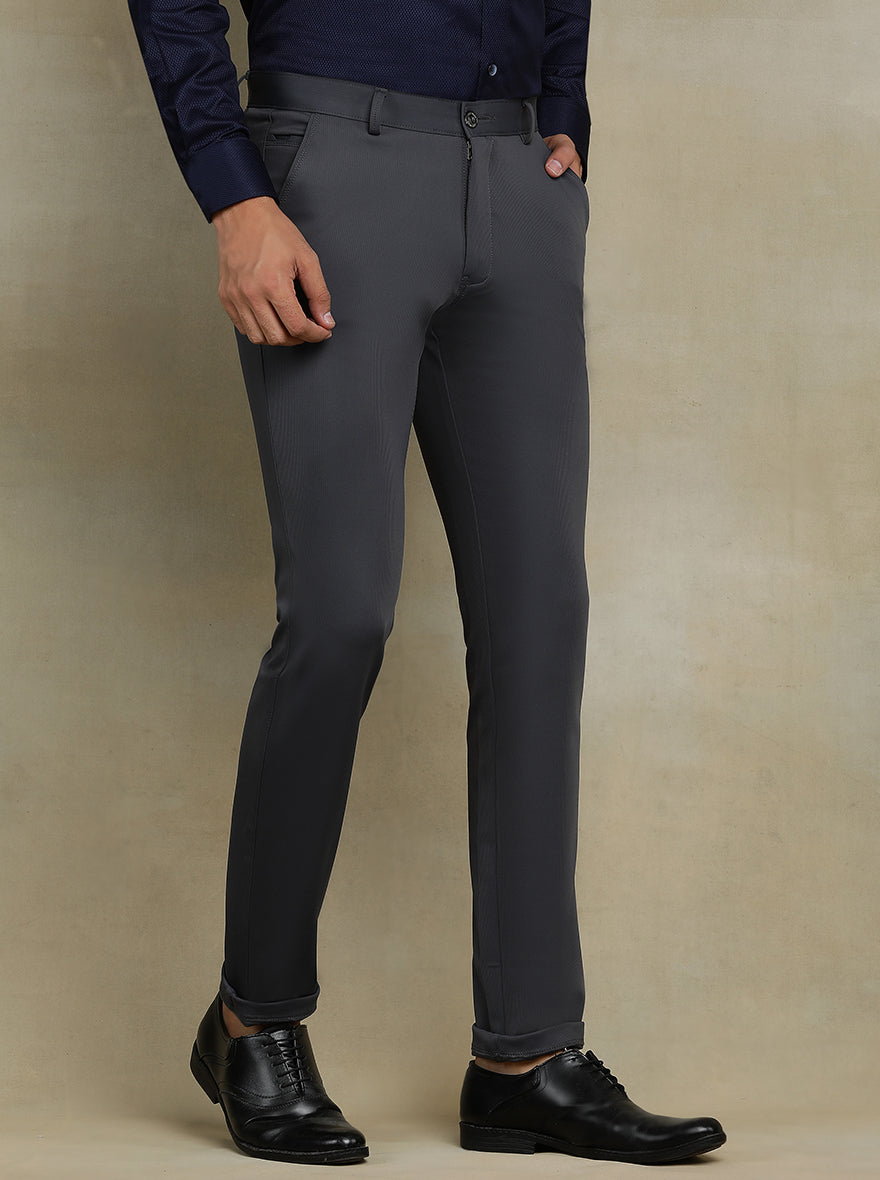 Dark Grey Solid Slim fit Club Wear Trouser | JB Studio