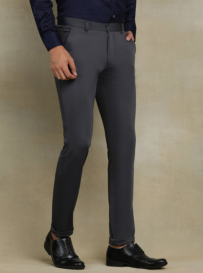 Dark Grey Solid Slim fit Club Wear Trouser | JB Studio
