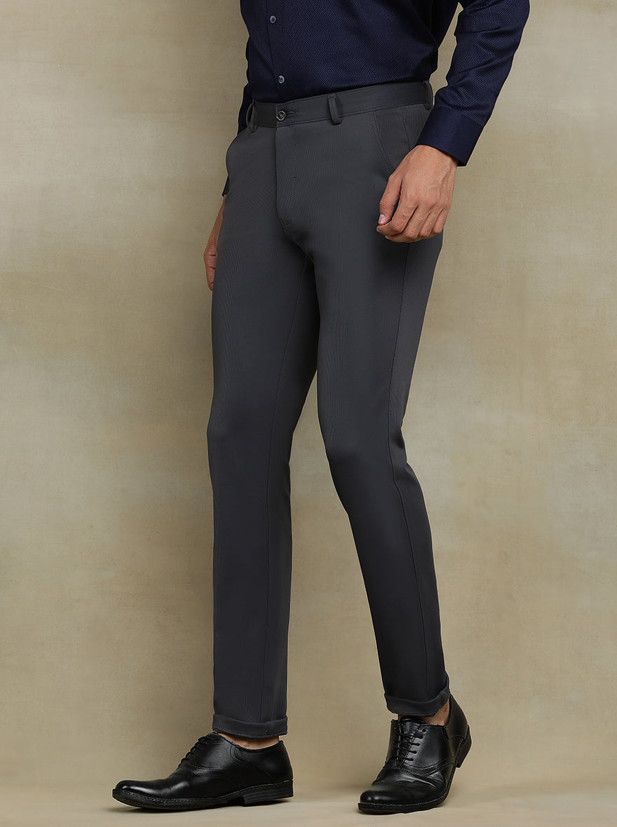 Dark Grey Solid Slim fit Club Wear Trouser | JB Studio