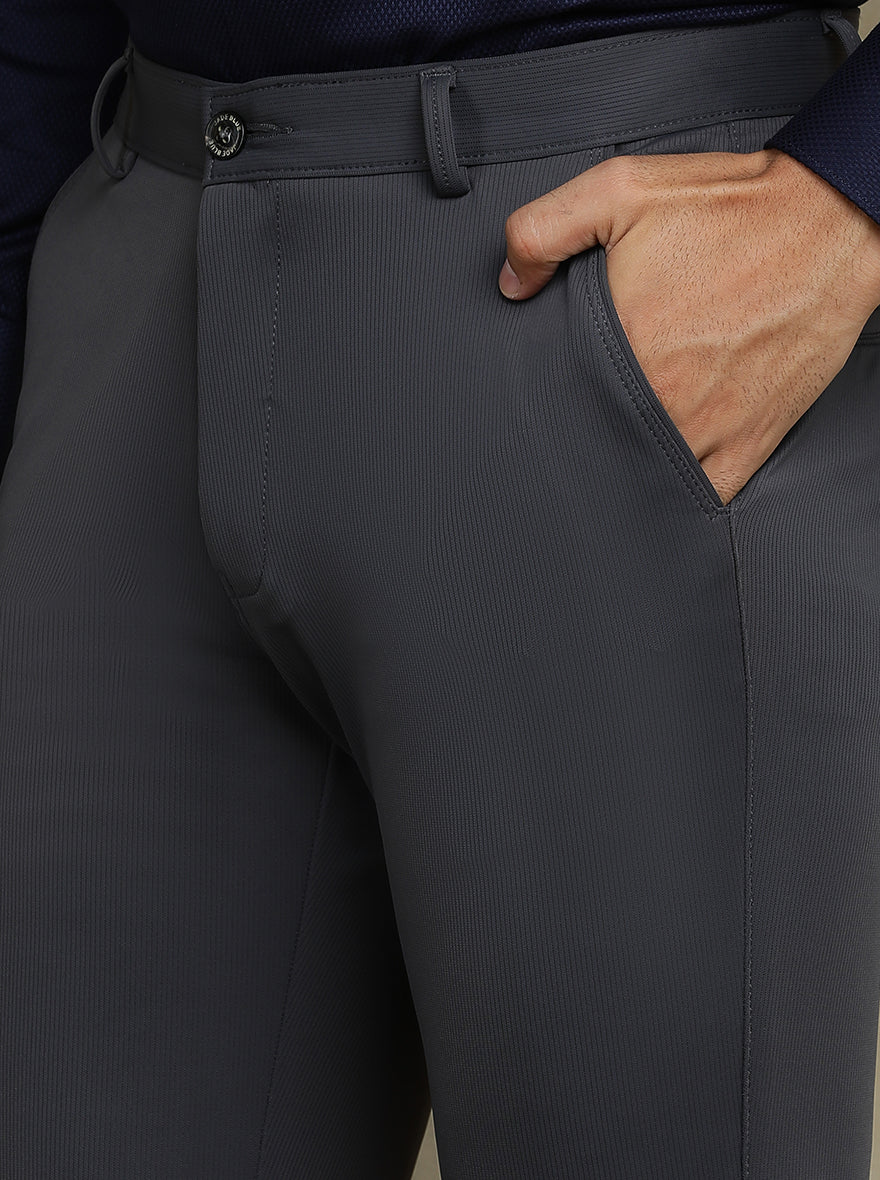 Dark Grey Solid Slim fit Club Wear Trouser | JB Studio