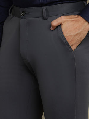 Dark Grey Solid Slim fit Club Wear Trouser | JB Studio