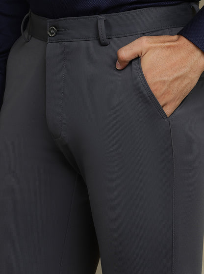 Dark Grey Solid Slim fit Club Wear Trouser | JB Studio