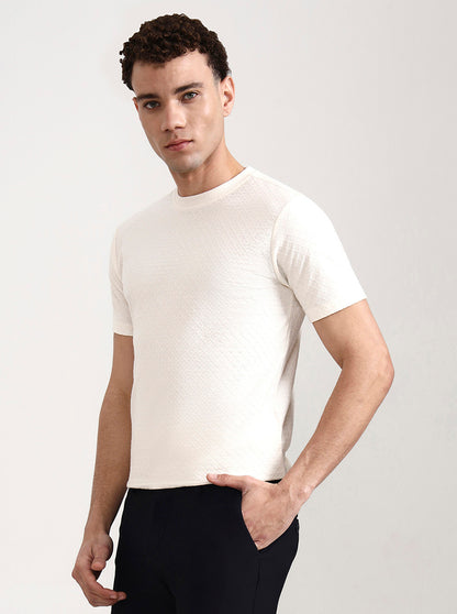 White Checked Slim Fit T-Shirt | Greenfibre