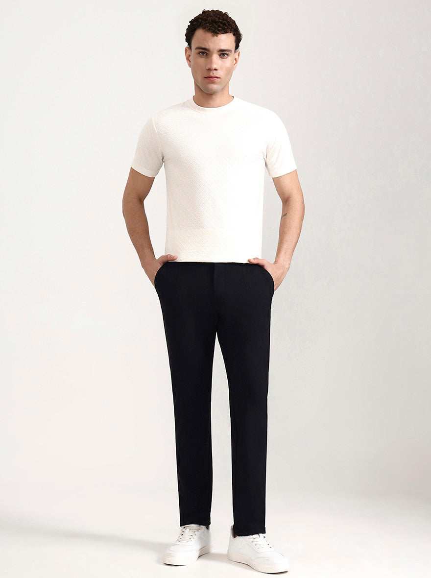 White Checked Slim Fit T-Shirt | Greenfibre
