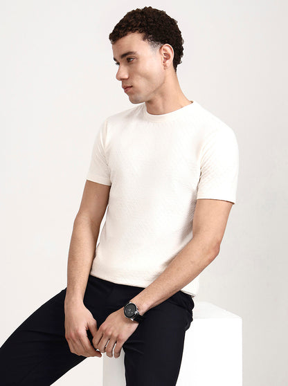 White Checked Slim Fit T-Shirt | Greenfibre