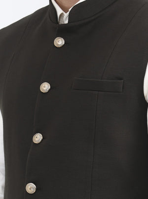 Olive Green Solid Regular Fit Waistcoat | JB X JB