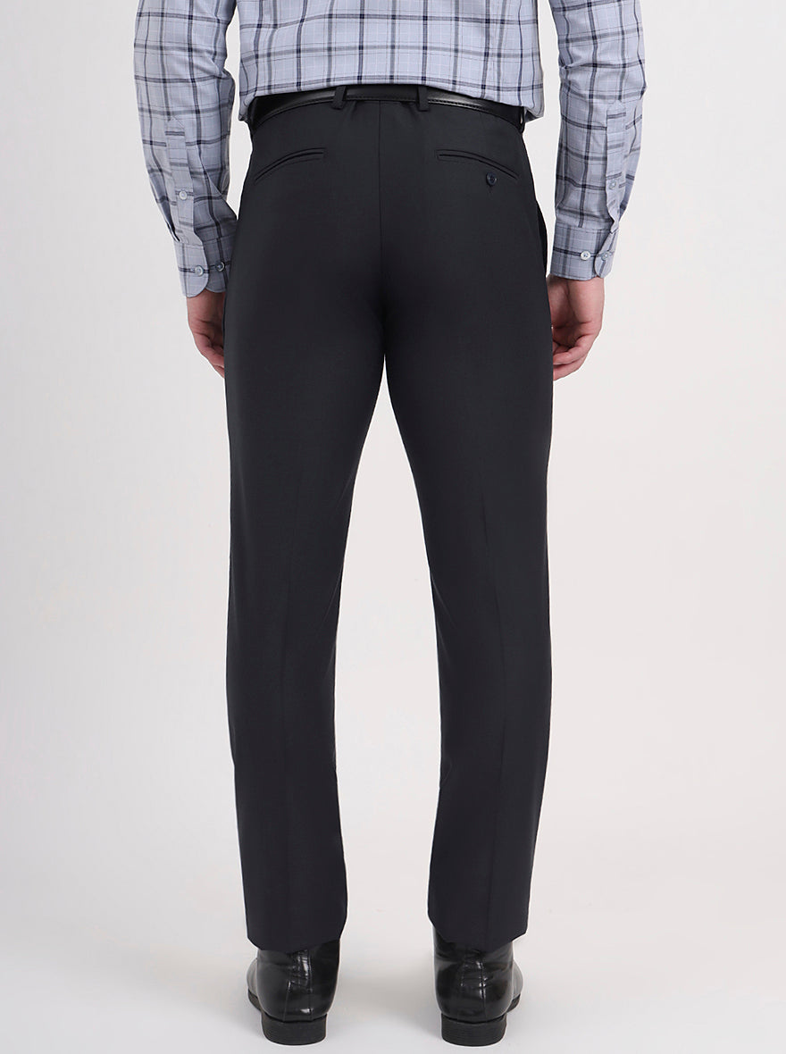 Dark Grey Solid Slim Fit Formal Trouser | Metal