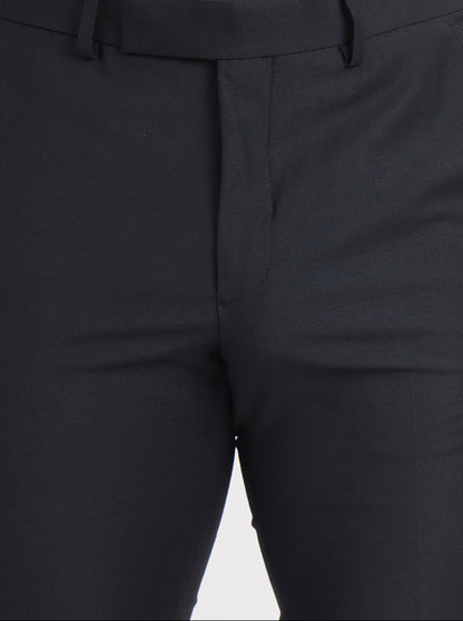 Dark Grey Solid Slim Fit Formal Trouser | Metal