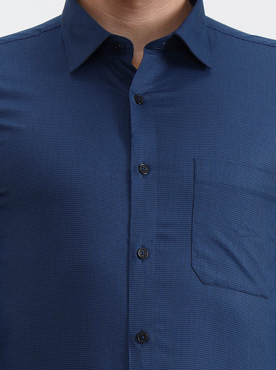 Navy Blue Solid Slim Fit Formal Shirt | JadeBlue Youth