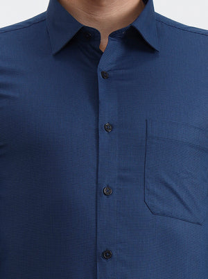 Navy Blue Solid Slim Fit Formal Shirt | JadeBlue Youth