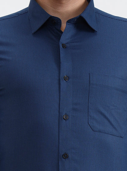 Navy Blue Solid Slim Fit Formal Shirt | JadeBlue Youth