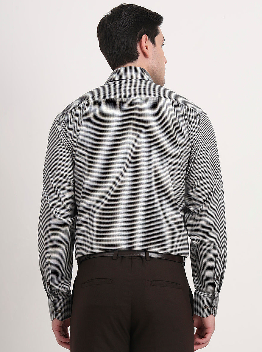 Pista & Black Printed Regular Fit Formal Shirt | JadeBlue