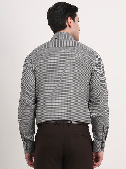 Pista & Black Printed Regular Fit Formal Shirt | JadeBlue