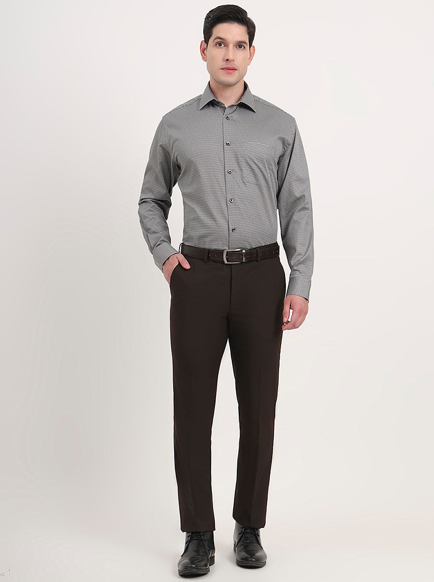 Pista & Black Printed Regular Fit Formal Shirt | JadeBlue