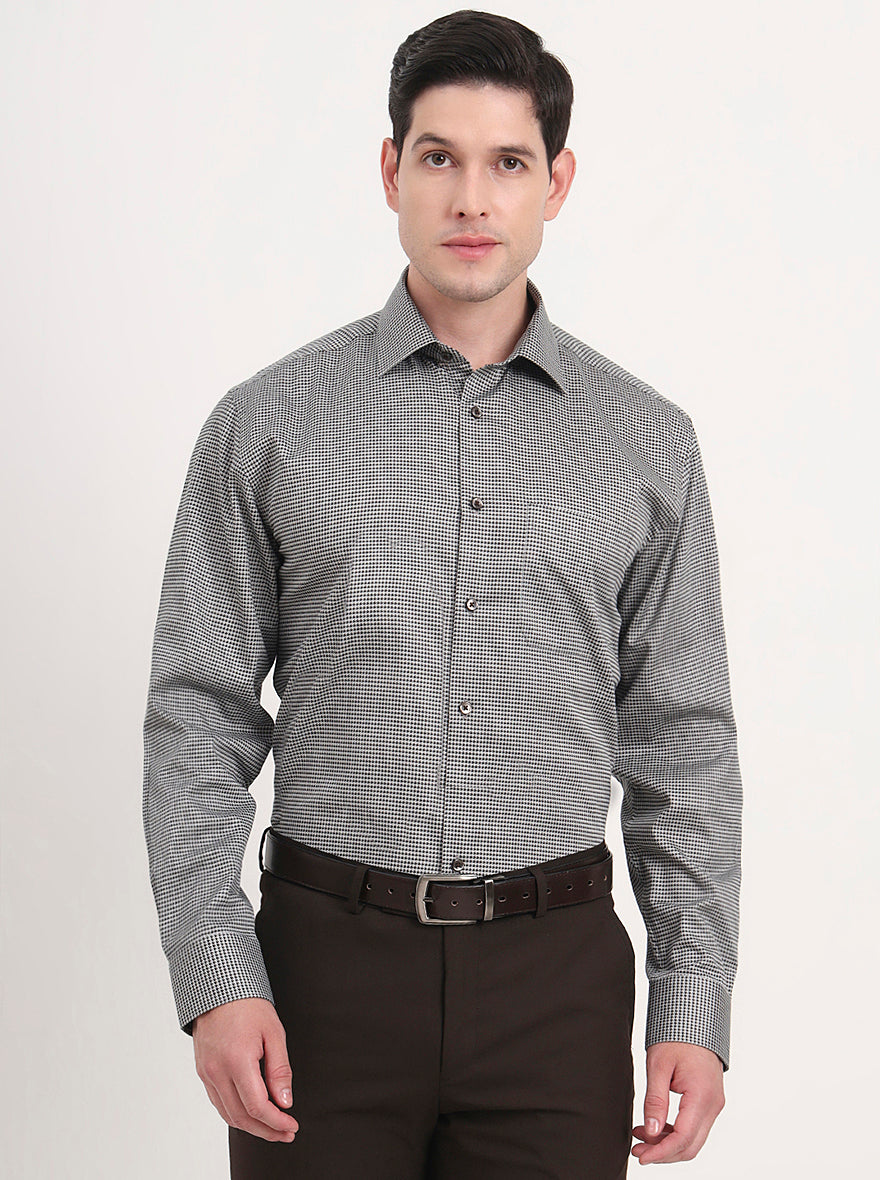 Pista & Black Printed Regular Fit Formal Shirt | JadeBlue
