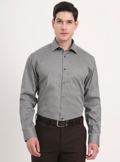 Pista & Black Printed Regular Fit Formal Shirt | JadeBlue