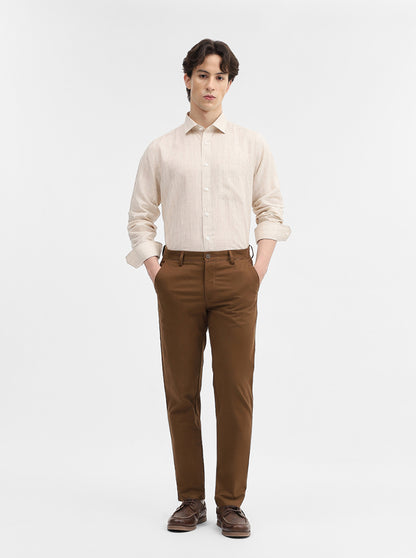 Brown Solid Uno Fit Casual Trouser | JadeBlue