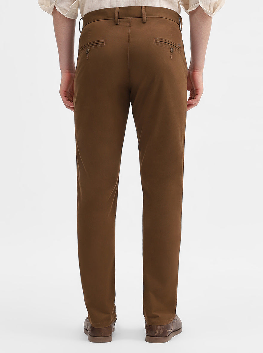 Brown Solid Uno Fit Casual Trouser | JadeBlue