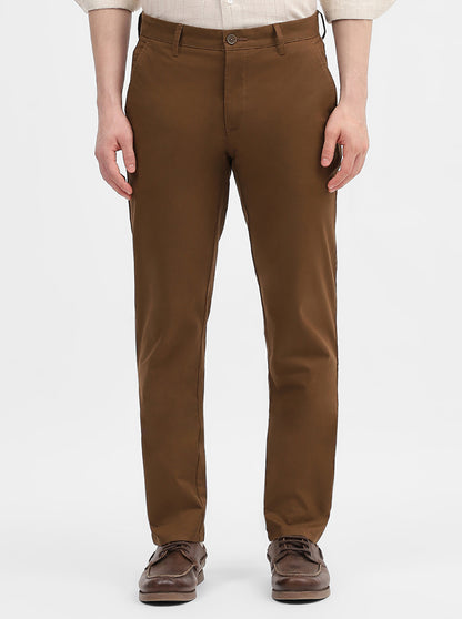 Brown Solid Uno Fit Casual Trouser | JadeBlue