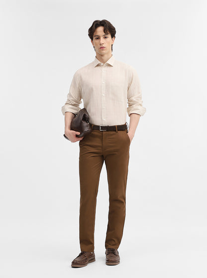 Brown Solid Uno Fit Casual Trouser | JadeBlue