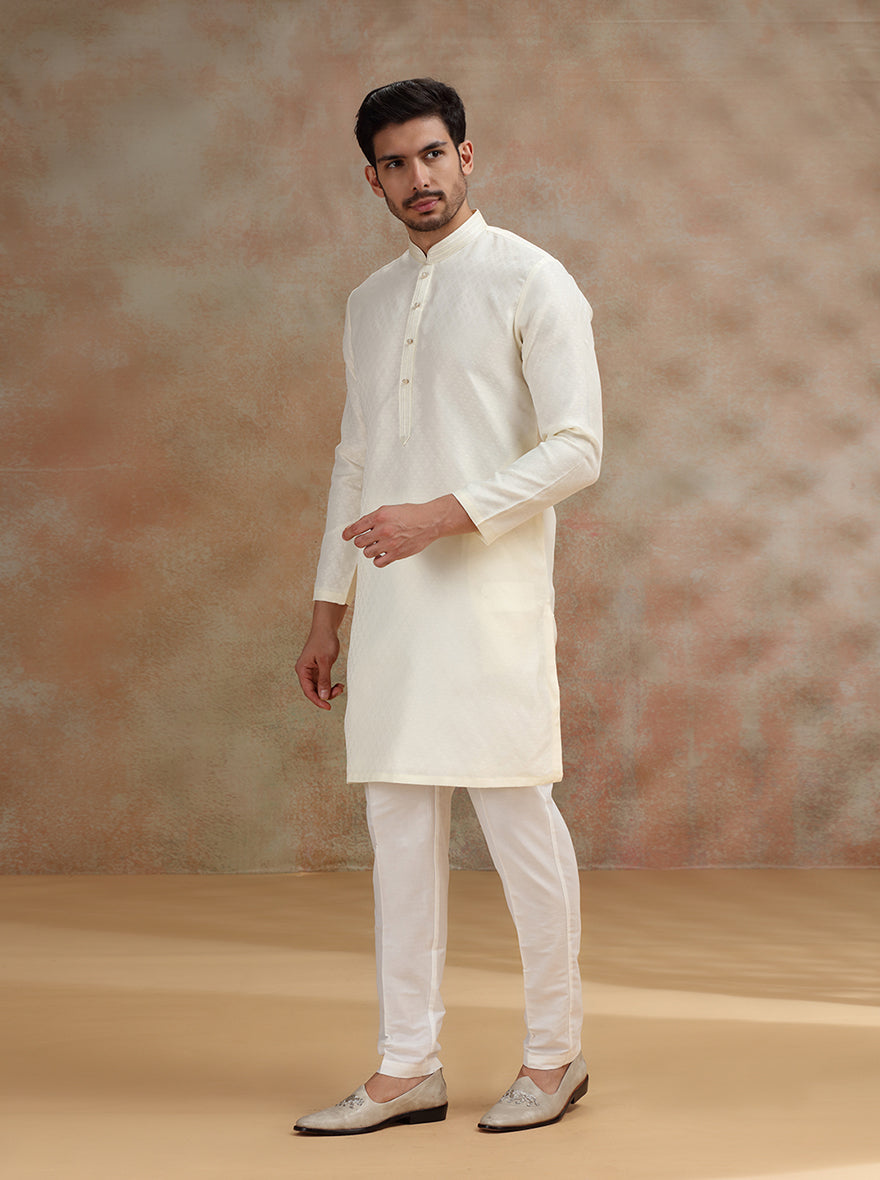 Cream Solid Kurta Pajama | JB X JB