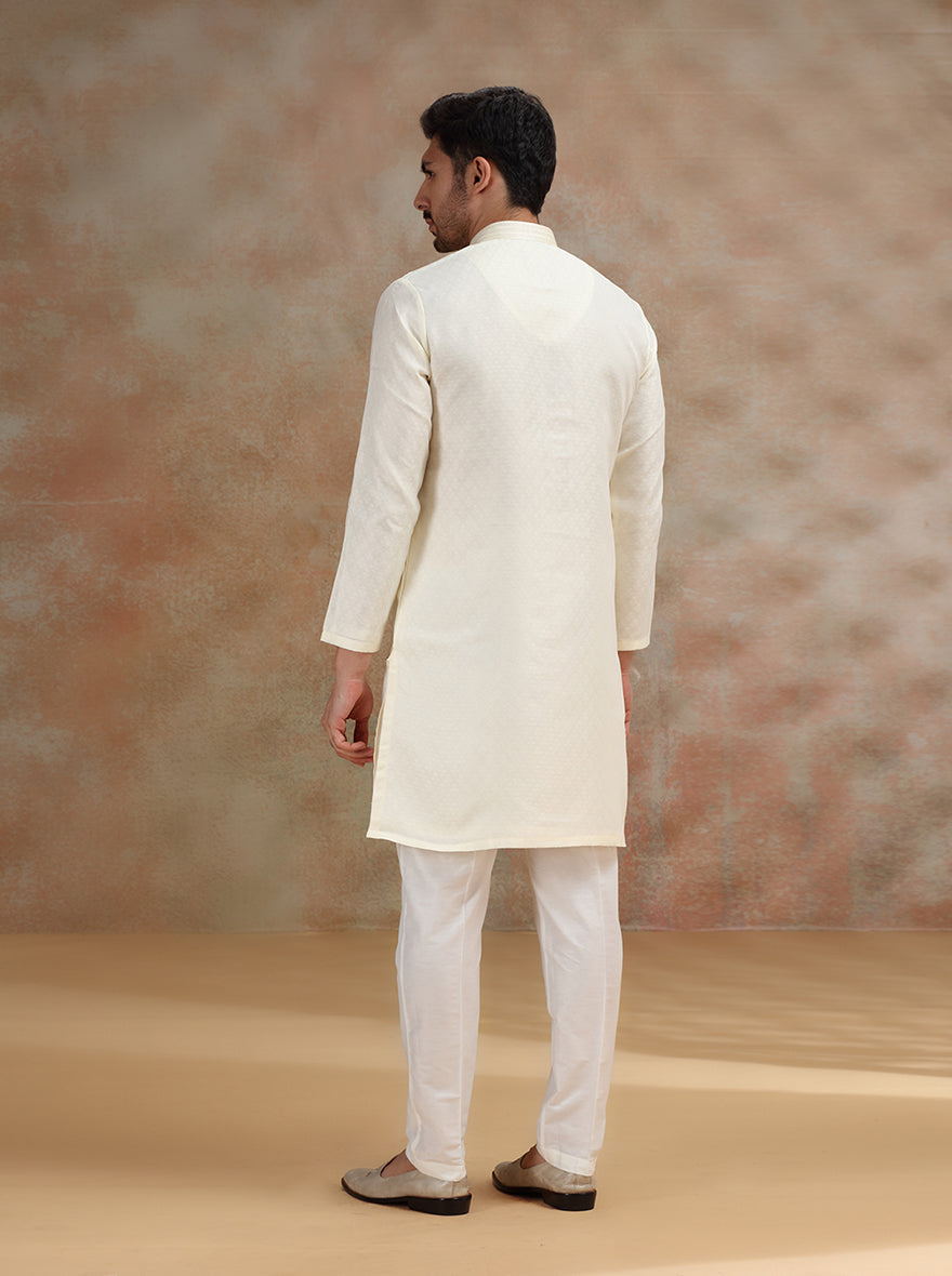Cream Solid Kurta Pajama | JB X JB