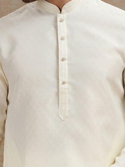 Cream Solid Kurta Pajama | JB X JB