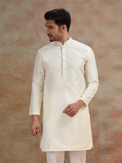Cream Solid Kurta Pajama | JB X JB
