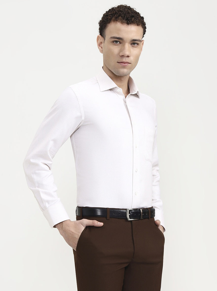 Light Fawn Solid Slim Fit Formal Shirt | JadeBlue Super Luxe