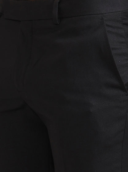 Black Solid Slim Fit Formal Trouser | Greenfibre