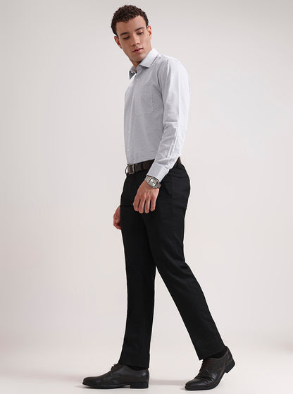 Black Solid Slim Fit Formal Trouser | Greenfibre