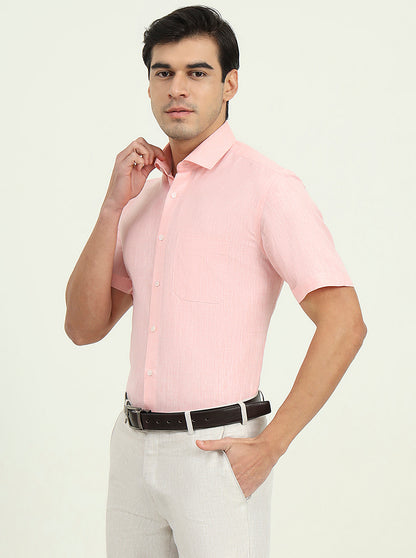 Light Pink Solid Regular Fit Formal Shirt | Greenfibre