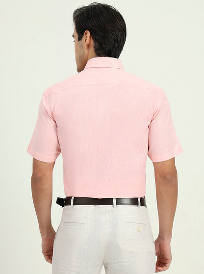 Light Pink Solid Regular Fit Formal Shirt | Greenfibre