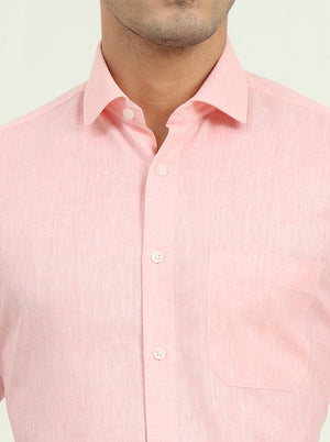 Light Pink Solid Regular Fit Formal Shirt | Greenfibre