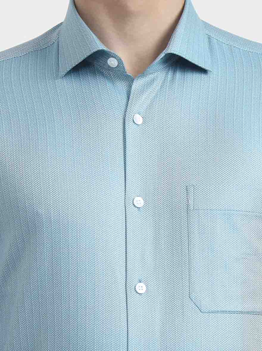 Blue Solid Slim Fit Formal Shirt | Metal