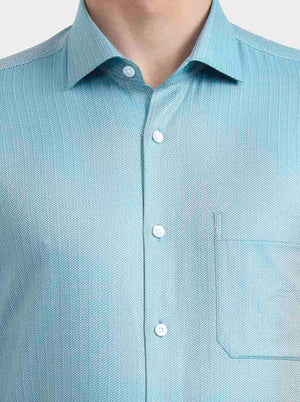 Blue Solid Slim Fit Formal Shirt | Metal