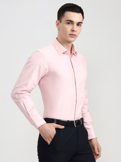 Pink Solid Regular Fit Formal Shirt | JadeBlue