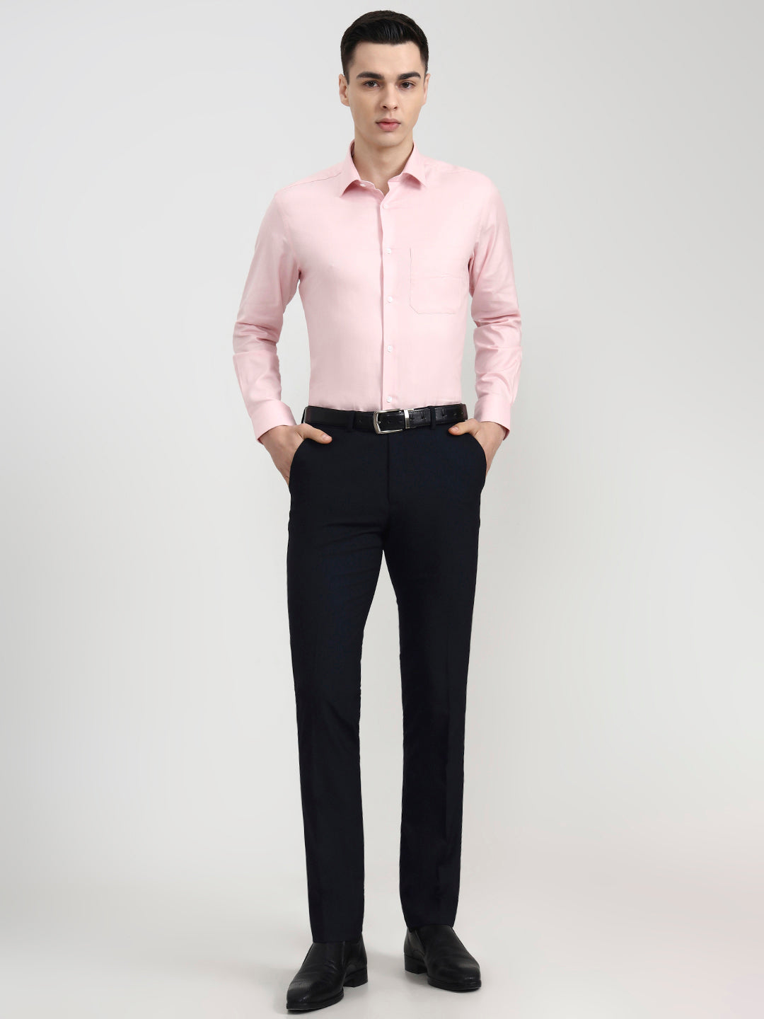 Pink Solid Regular Fit Formal Shirt | JadeBlue