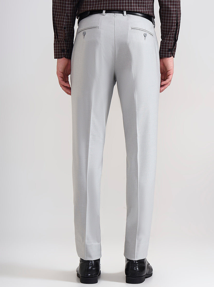 Light Grey Solid Slim Fit Formal Trouser | JadeBlue Youth