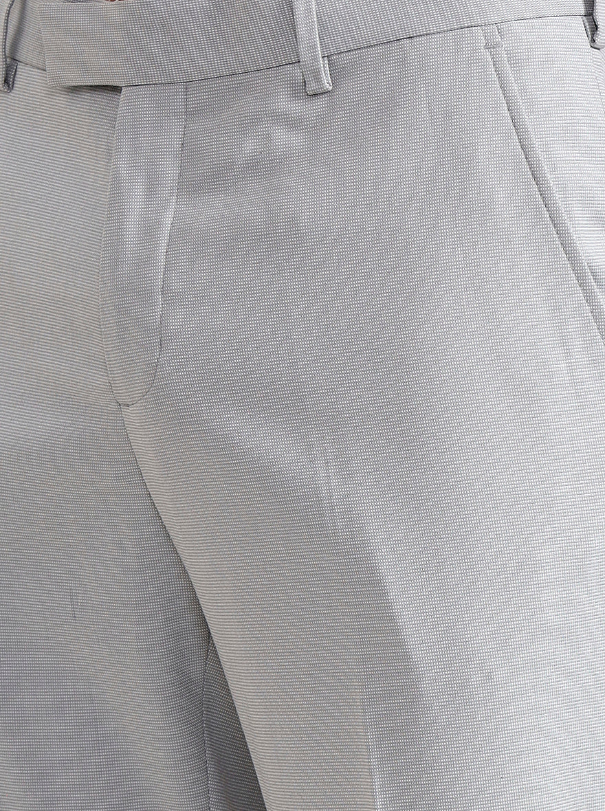 Light Grey Solid Slim Fit Formal Trouser | JadeBlue Youth