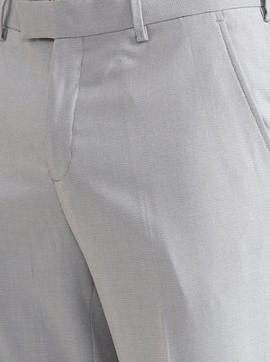 Light Grey Solid Slim Fit Formal Trouser | JadeBlue Youth