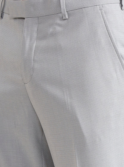 Light Grey Solid Slim Fit Formal Trouser | JadeBlue Youth