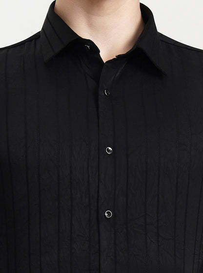 Black Solid Slim Fit Party Wear Shirt | Wyre