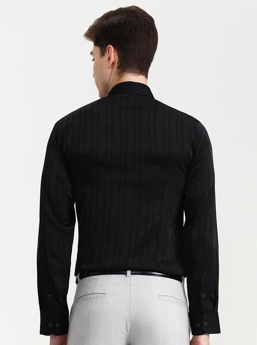 Black Solid Slim Fit Party Wear Shirt | Wyre
