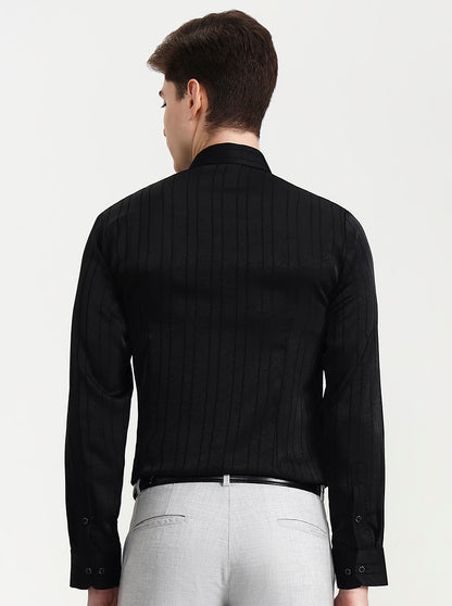 Black Solid Slim Fit Party Wear Shirt | Wyre
