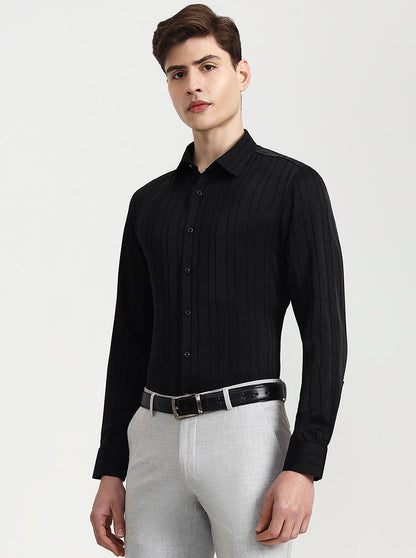 Black Solid Slim Fit Party Wear Shirt | Wyre